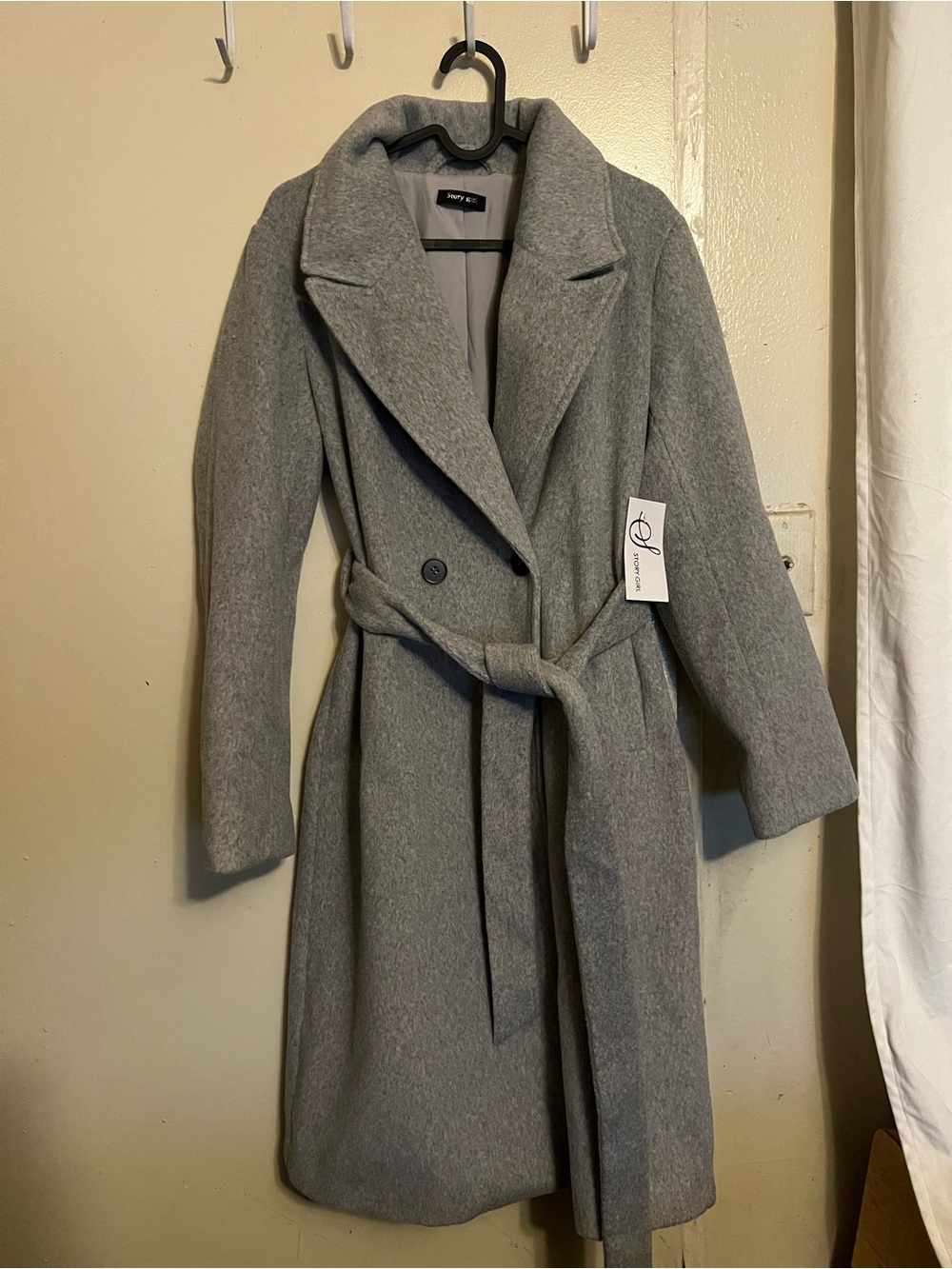 Modern Grey Belted Trench Coat